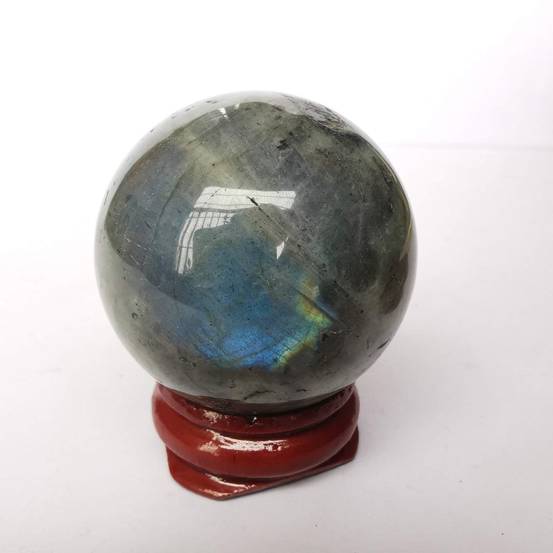Loveliome 40 mm Moonstone Healing Crystal Ball, Home Decoration Fengshui Divination Sphere with Wood Stand - Image 3